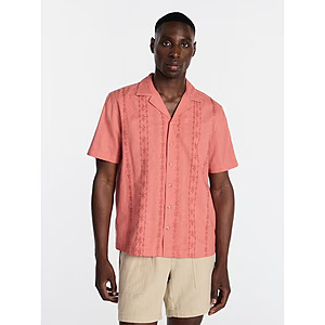 George Men's Cotton Linen Blend Embroidered Short Sleeve Camp Shirt (Various, Sizes S-5XL) from $6.53 + Free S&H w/ Walmart+ or on $35+
