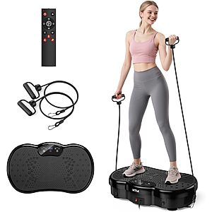Vibration Plate Exercise Machine: Vibrating Platform with Resistance Bands Slot, 300 Lbs Capacity, 120-Speed, 9 Workout Modes $42.49