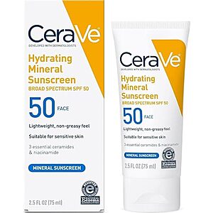 [SnS] $6.17 | 2.5-Oz CeraVe 100% Mineral Sunscreen SPF 50 at Amazon