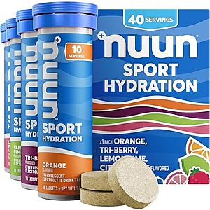 [SnS] $14.82 | 4-Pack 10-Count Nuun Sport: Electrolyte-Rich Sports Drink Tablets (Citrus Berry Mix) at Amazon