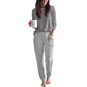 Ekouaer Women Pajama Set Jogger Sleepwear Long Lounge Set with Pocket $10.99