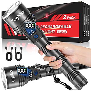 2-Pack Tughlax 5-Mode Rechargeable LED Flashlight w/ LCD Display $17.99 + Free Shipping w/ Prime or on $35+
