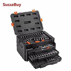 Vevor (SucceBuy) Mechanics Tool Set and Socket Set 1/4, 3/8, and 1/2 Drive Deep Standard Sockets 450 Pcs SAE and Metric Mechanic Tool Kit $81