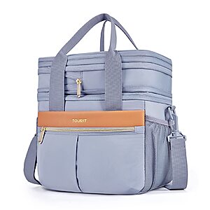 TOURIT Double-Deck Insulated Lunch Box Bag Leakproof Expandable(Grey/Beige) $7.99 + Free S&H w/ Prime or $35+