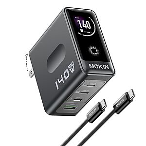 MOKiN 140W 4-Port GaN USB-C Charger w/ Color Display $38.99 + Free Shipping