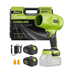 Prime: Saker 180,000 RPM Cordless Leaf Blower w/ 2x 4.0Ah Batteries (2 colors) $29.99, More + Free Shipping