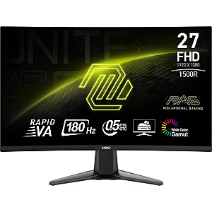 27" MSI MAG 27C6F 1080p 180Hz VA 1500R Curved Gaming Monitor $89 + Free Shipping