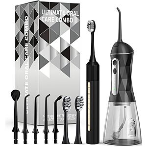 Lumivoid Multi-Speed Water Flosser & Sonic Electric Toothbrush w/ Brush Heads & Tips (4 Colors) $14.49 + Free Shipping w/ Prime or on $35+
