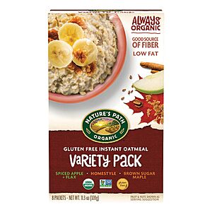 [S&S] Nature's Path Organic Gluten Free Oatmeal Variety Pack, 11.3 oz (Pack of 6) $10.82