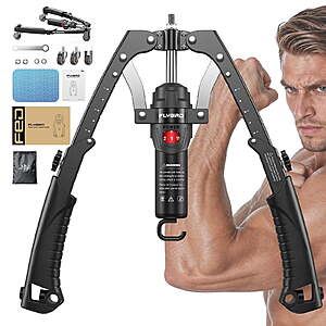 FLYBIRD 2-in-1 Twister Arm Trainer with Ab Roller, Adjustable 22-440lbs Chest Workout Equipment (Includes Backpack & Pad) $32.99