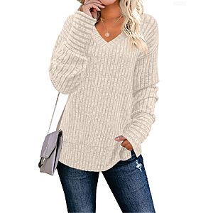 JomeDesign Women’s Long-Sleeve V-Neck Sweater (S-XXL, Select Colors) $6.29 + Free Shipping w/ Prime or on $35+