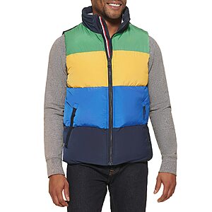 Tommy Hilfiger Men's Quilted Stand Collar Vest, Green/Yellow/Blue, from $25.34