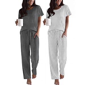 2-Pack Ekouaer Women's Short Sleeve Pajama Set (Various) $18.99 ($9.49 each) + Free Shipping w/ Prime or on $35+