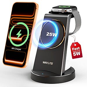 3-in-1 WayLite 25W Magnetic Wireless Charging Station for iPhone, Apple Watch & AirPods (2 Colors) $12.99 + Free Shipping w/ Prime or on $35+