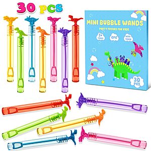 30-Pack Genuvi Kids' Dinosaur Mini Bubble Wands Party Favors $3.99 ($0.13 each) + Free Shipping w/ Prime or on $35+