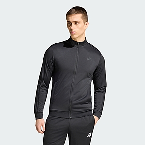 adidas men Essentials Warm-Up 3-Stripes Track Jacket (Black / Black) $14.5