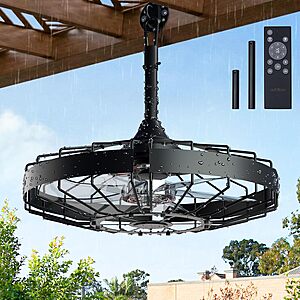 20" addlon IP65 Outdoor Plug-In Ceiling Fan w/ Remote & App Control (Black) $49.99 + Free Shipping