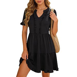 Berydress Women's V-Neck Short Sleeve Babydoll Mini Sundress (Various) $9.95 + Free Shipping w/ Prime or on $35+