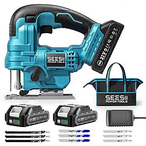 Seesii Cordless Jigsaw w/ 2x 2.0Ah Batteries, Charger, 9 Blades & Storage Bag $39.99 + Free Shipping