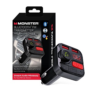 Monster Bluetooth FM Transmitter w/ 2x USB Charging Ports $8.99 + Free Shipping w/ Prime