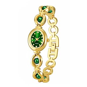 Amazon Haul: ADSBIAOYE Pearl Oval Dial Women's Analog Bracelet Watch (Gold Green) $0.10 + Free Shipping w/ Prime or on $25+