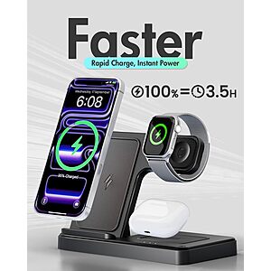Amazon - Wireless Charger iPhone Charging Station: 3 in 1 Charger Stand Multiple Devices for Apple - $$7.65