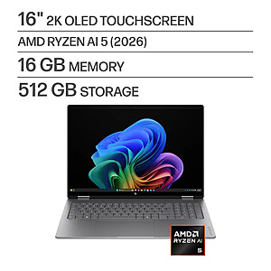 HP OmniBook X Flip 16" 2K OLED 2-in-1 Touchscreen Laptop w/ Ryzen AI 5 430, 16GB RAM & 512GB SSD (Meteor Silver) $699.99 + Free Shipping