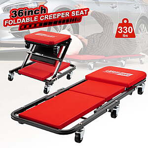 330-Lb Capacity 2-in-1 Foldable Creeper Seat w/ 6 Casters (Red): 36" $34.19 or 40" $48.99 + Free S&H w/ Walmart+ or on $35+