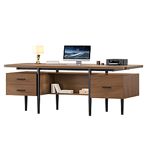 Sikaic 70.9" Modern Executive Desk w/ 2 Drawers & Open Storage Shelf $150 + Free Shipping
