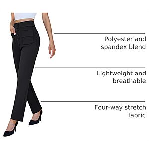 keriffe High Waist Stretchy Womens Dress Pants Straight Leg Work Pants $14.24