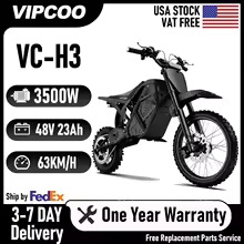 VIPCOO H3 Electric Dirt Bike 3500W 48V23AH Electric Motorcycle Fat Tire Nitrogen Suspension E Dirt Bike $703.14 after coupon