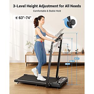 THERUN Walking Pad with Handle Bar, 2 in 1 Under Desk Portable Treadmill $98.39