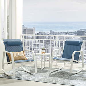 Mainstays Dashwood Steel 3-Piece Rocker Outdoor Chat Set, Blue $97