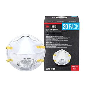 20-Pack 3M 8210 N95 Disposable Respirator Masks $13.91 + Free Shipping w/ Prime or on $35+