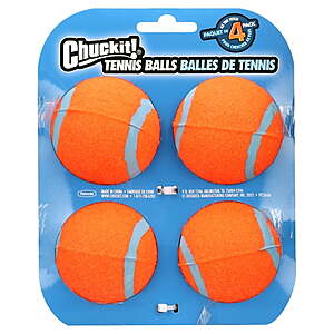 4-Pack 2.5" Chuckit! Tennis Dog Balls (Medium/Orange) $5.28 + Free Shipping w/ Walmart+ or on $35+