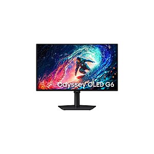 (NEW) Samsung LS27HG610SNXZA 27 Inch Odyssey QHD-OLED G6 Monitor, 240hz Refresh, (2026 Model) $318.39