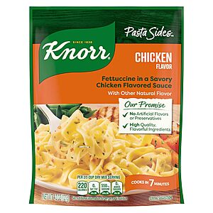 4.3-Oz Knorr Chicken Fettuccine Pasta Sides $0.62 w/ S&S + Free Shipping w/ Prime or $35+
