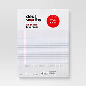 175-Sheet Dealworthy Loose Leaf Filler Paper (Wide Ruled or College Ruled) $0.89 at Target w/ Free Store Pickup