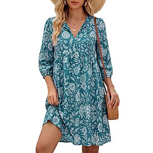 Kate Kasin Womens Baby Doll  Summer Boho 3/4 Sleeve Mini Dress $13.99