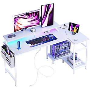 DUMOS L Shaped Gaming Desk, 48" Computer Desks with Storage Shelves $69.99
