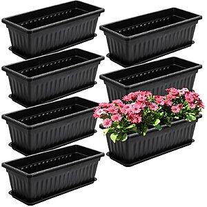 7-Pack 17" x 7.4" Fasmov Plastic Window Box Flower Planters w/ Trays (Black) $13.99 ($2.00 each) + Free Shipping w/ Prime or on $35+