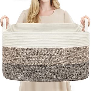 Amazon – YOUDENOVA Large Cotton Rope Blanket Basket 21.6" x 14.9" x 11.8" $17.99 w/ Code