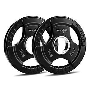 Yes4All Weight Plate Grip Rubber Coated For Weightlifting & Strength Training, Cast Iron - 5LB - Pair $16.84