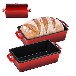 2-Piece 9" x 5" Northriver Casting Enameled Cast Iron Loaf Pan and Lid Set (Cerise1) $23.49 + Free Shipping w/ Prime or on $35+