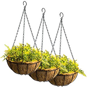 3-Pack  10" Tosnail Metal Hanging Planter Baskets w/ Coco Fiber Liners $9.99 + Free Shipping w/ Prime or on $35+