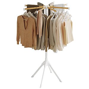 $19.99: SONGMICS Foldable Clothes Drying Rack with Bamboo Rods (White & Natural) at Amazon Free Shipping