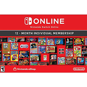 12-Month Nintendo Switch Online Individual Membership (Digital) $17.99 at Newegg.com