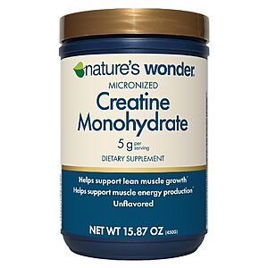 Nature's Wonder Micronized Creatine Monohydrate Powder, 90 Servings 15.87 oz $8.18 or less