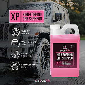 $9.97 FS Walmart+ or Pick Up Suds Lab XP High Foaming Exterior Car Wash Shampoo, Effectively Removes Dirt and Grime, Use with Foam Cannon or Bucket Wash, 64 oz