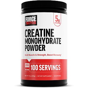 Force Factor Creatine Monohydrate Powder, 5g Dose, Micronized, 100 servings 17.6 oz $11.94 With Full S&S Discount